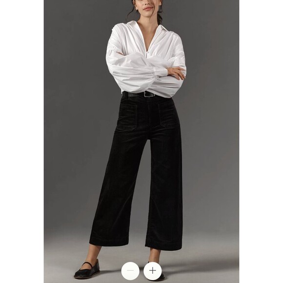 Anthropologie Pants - Anthopologie The Colette Cropped Wide-Leg Trousers by Maeve Corduroy Black 29